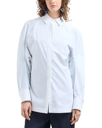 Emporio Armani Oversized Poplin Button Up Shirt In Optical White