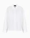 Emporio Armani Official Store Oversized Shirt In Sanded Cotton With Kimono Sleeves In White
