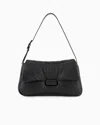 Emporio Armani Official Store Oversized Baguette Shoulder Bag In Puffy Nappa Leather In Black
