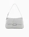 Emporio Armani Official Store Oversized Baguette Shoulder Bag In Puffy Nappa Leather In Light Gray