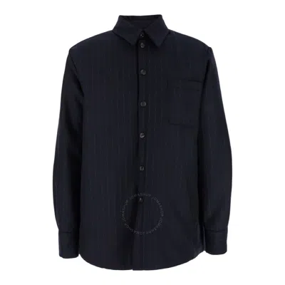 Emporio Armani Oversized Striped Shirt In Blue