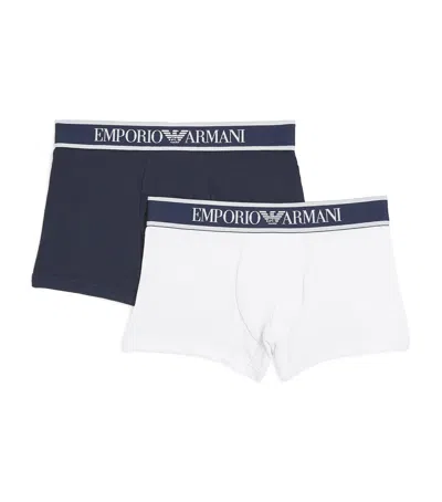 Emporio Armani Kids' Pack Of 2 Logo Boxer Shorts In Blue