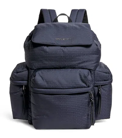 Emporio Armani Padded Jacquard Backpack In Blue