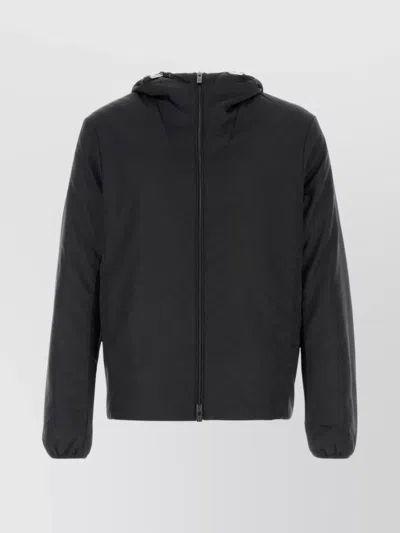 Emporio Armani Padded Polyester Jacket With Hood And Quilted Texture In Black