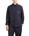 Emporio Armani Nylon Shirt Jacket With Patch Pocket And Logo Patch In Navy Blue