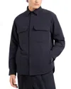 Emporio Armani Virgin Wool Overshirt In Blue Navy