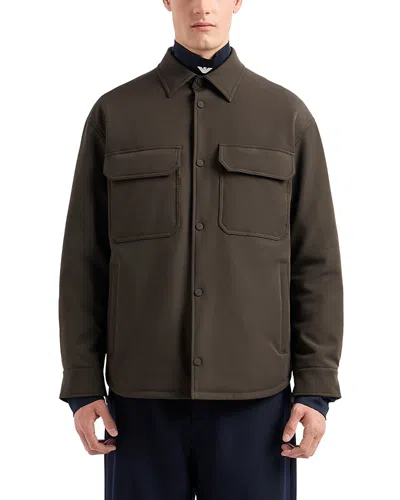 Emporio Armani Padded Shirt Jacket In Dark Green