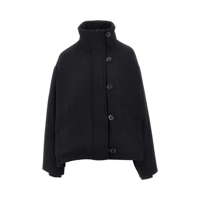 Emporio Armani Padded Wool-blend Cloth Jacket In Black