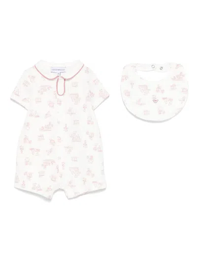 Emporio Armani Multicolor Set Of Two With One-piece And Bib In Cotton Baby In Neutral