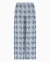 Shop Emporio Armani Check Linen Gauze Trousers In Beige