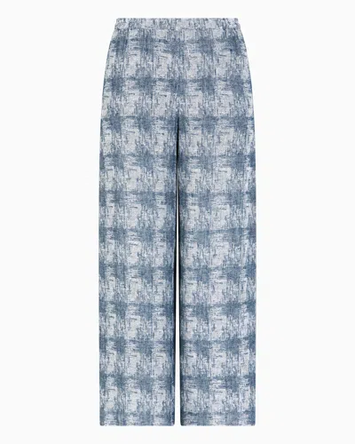 Emporio Armani Palazzo Trousers In Blue