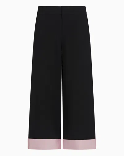 EMPORIO ARMANI CROPPED CADY CRÊPE TROUSERS WITH TURN-UPS