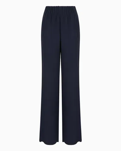 Emporio Armani Palazzo Trousers In Blue