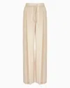 Emporio Armani Official Store Palazzo Trousers In A Fluid Fabric In Beige