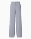 Emporio Armani Palazzo Trousers In Fluid Armure Fabric In Grey