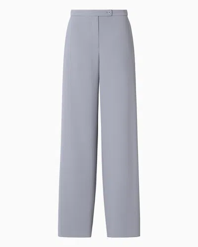 Emporio Armani Palazzo Trousers In Fluid Armure Fabric In Grey