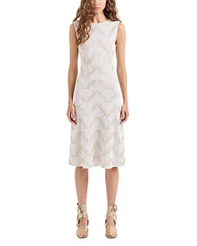 Emporio Armani Palm Sleeveless Knit Dress In Off White