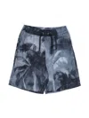 Emporio Armani Palm Tree-print Drawstring Shorts In 蓝色