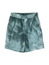Emporio Armani Palm Tree-print Drawstring Shorts In 绿色