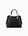 Emporio Armani Full-grain Effect Handbag With Eagle Charm In Black