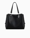 Emporio Armani Full-grain Effect Shopper Bag With Eagle Charm In Black