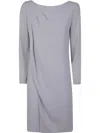 Emporio Armani Cady Short Dress In Gray