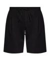 Emporio Armani Paneled Cotton Bermuda Shorts In Black