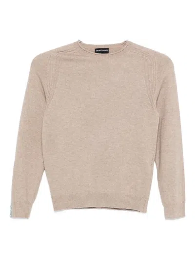 Emporio Armani Kids' Panelled Cashmere Sweater In Neutral
