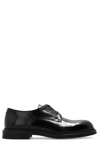 Emporio Armani Panelled Derby Low-top Shoes In Black