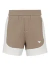 Emporio Armani Panelled Elasticated-waist Shorts In Brown