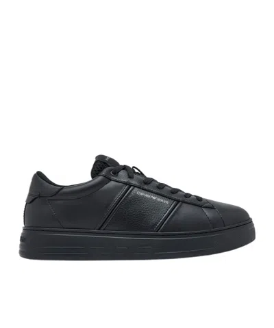 Emporio Armani Panelled Lace-up Sneakers In Black