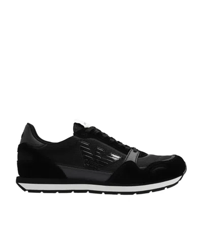 Emporio Armani Panelled Low-top Sneakers In Black