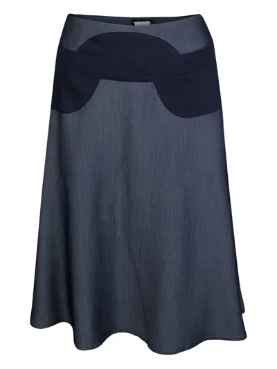 Pre-owned Emporio Armani Panelled Midi Skirt In Blue