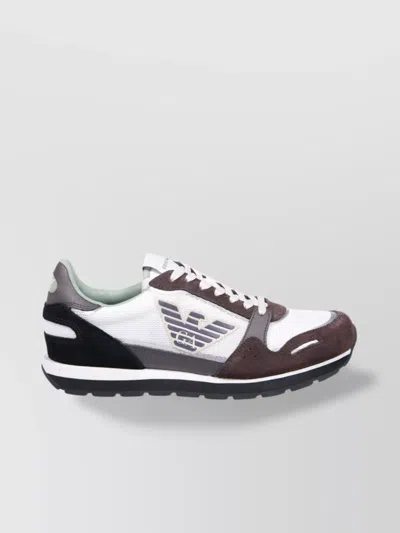Emporio Armani Panelled Round Toe Rubber Sole Sneakers