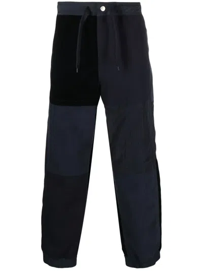 Emporio Armani Panelled Straight-leg Trousers In Blue