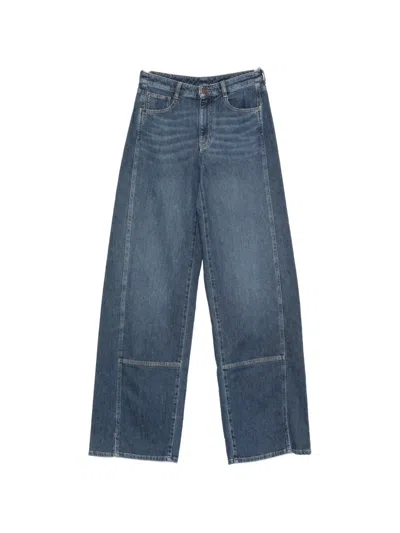 Emporio Armani Panelled Wide-leg Jeans In Blue
