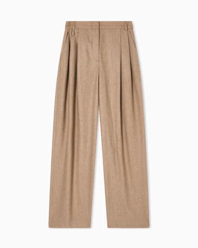 EMPORIO ARMANI ICON WOOL FLANNEL TROUSERS WITH PLEATS