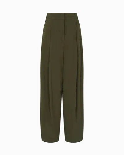 Emporio Armani Pantalon Avec Pinces En Toile Capsule New York In Green