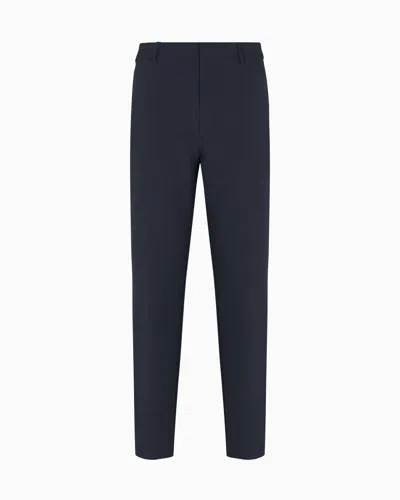 Emporio Armani Pantalon Chino En Nylon Seersucker In Blue