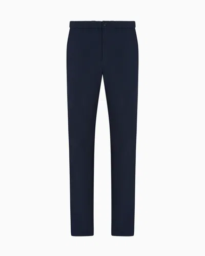 EMPORIO ARMANI ICON 3D PIQUÉ-EFFECT CRÊPE JERSEY TROUSERS