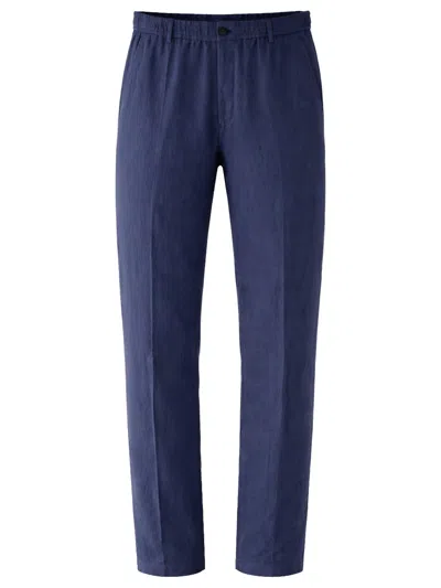 Emporio Armani Pantalone In Lino In Blue