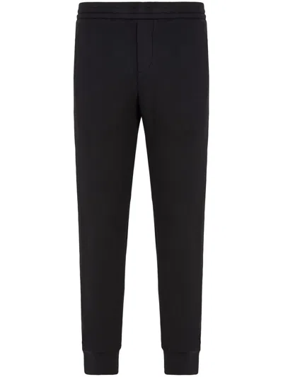 Emporio Armani Cotton Blend Jersey Sweatpants With Tapered Leg In Black