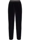 Emporio Armani Velvet Loose Fit Trousers In Black