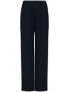 Emporio Armani Cropped High-rise Cotton Modal Trousers In Black