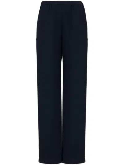 Emporio Armani Cropped High-rise Cotton Modal Trousers In Black