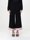 Emporio Armani Cropped Trousers With Folded Over Cuffs In Pink Satin In Black