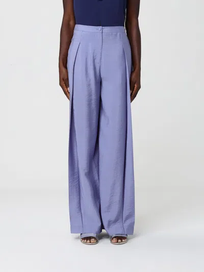 Emporio Armani Techno Rayon Wide Leg Trousers In Purple