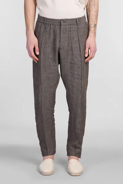 Emporio Armani Pants In Brown Linen