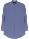 Emporio Armani Partial-fastening Lyocell Shirt In Blue