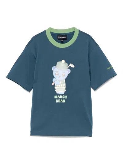 Emporio Armani Kids' Patch-detail T-shirt In Blue